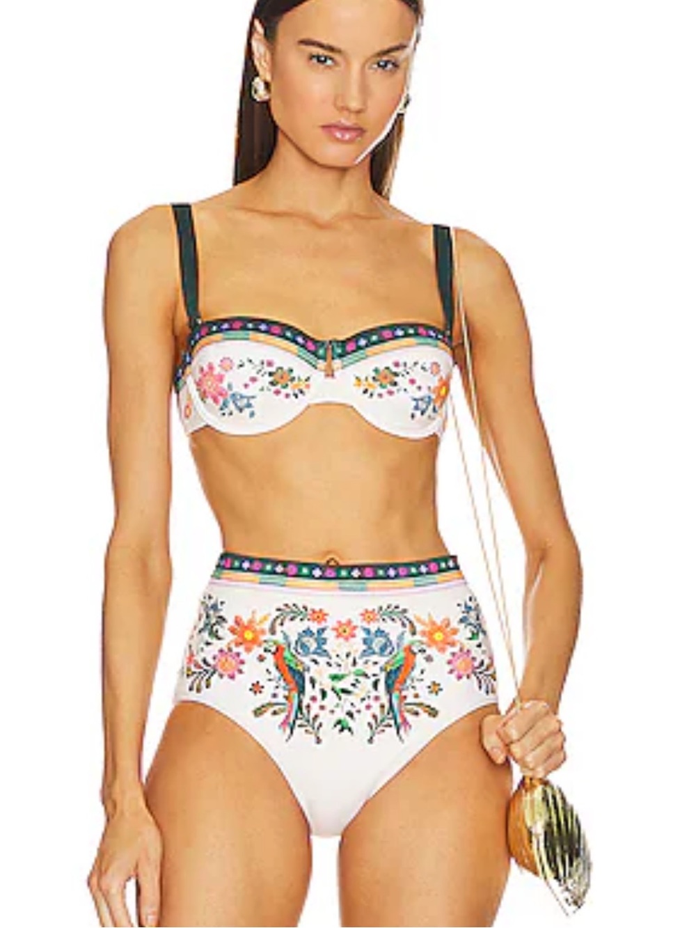Zimmermann Cream Ginger Multi Embroidered Balconette Bikini Set